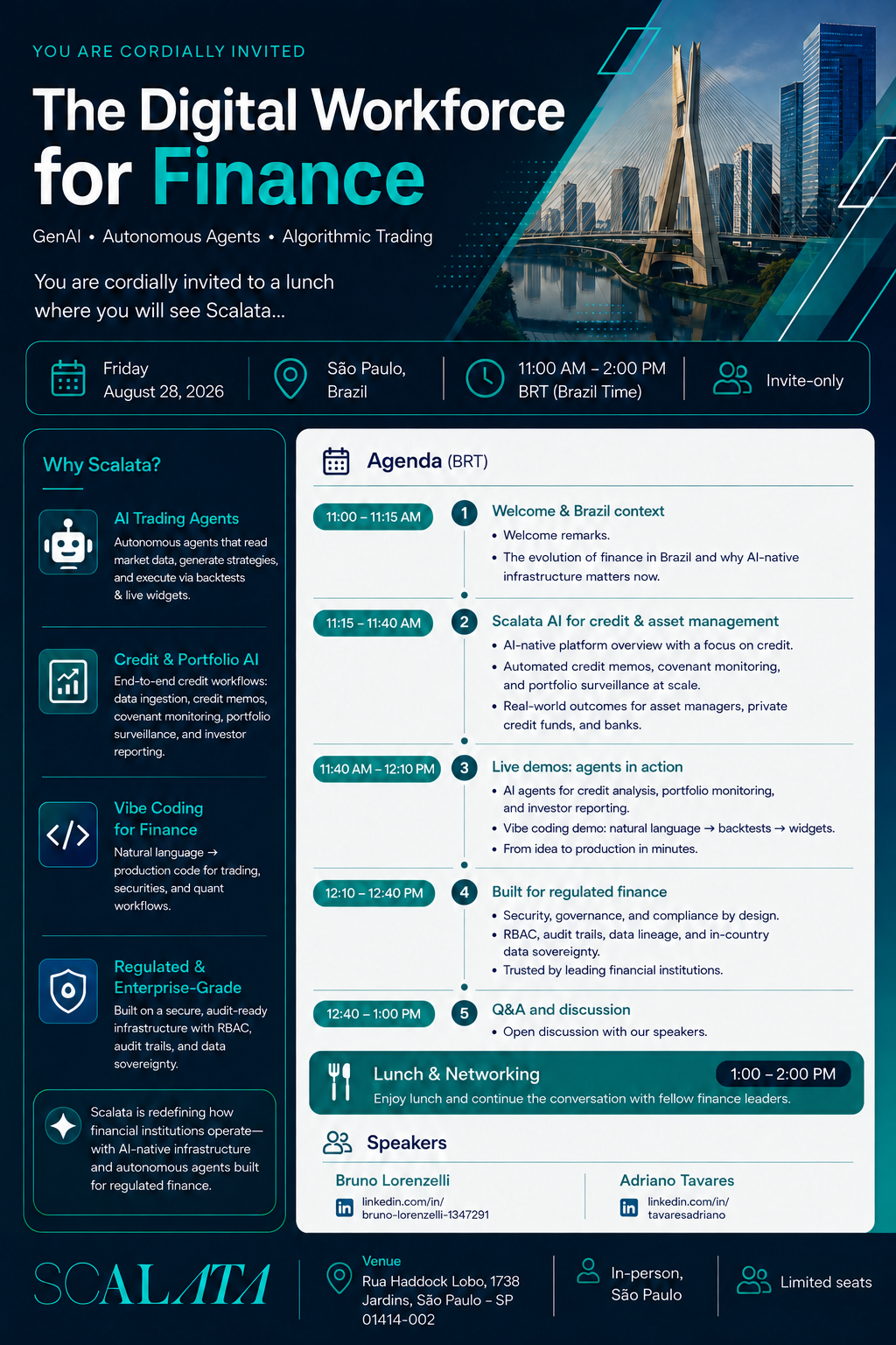 The Digital Workforce for Finance — São Paulo, August 28, 2026 event flyer